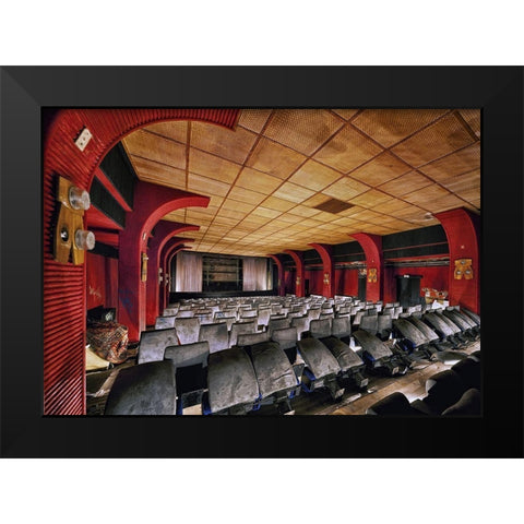 Movie Night Black Modern Wood Framed Art Print by Haker, Matthias