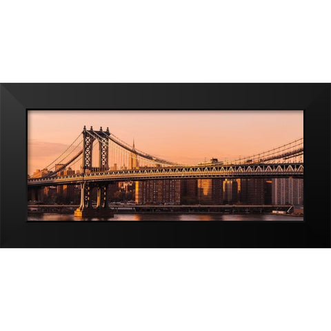 Pont de Manhattan Black Modern Wood Framed Art Print by Bertrande, Arnaud