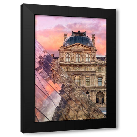 Le Louvre Black Modern Wood Framed Art Print with Double Matting by Bertrande, Arnaud