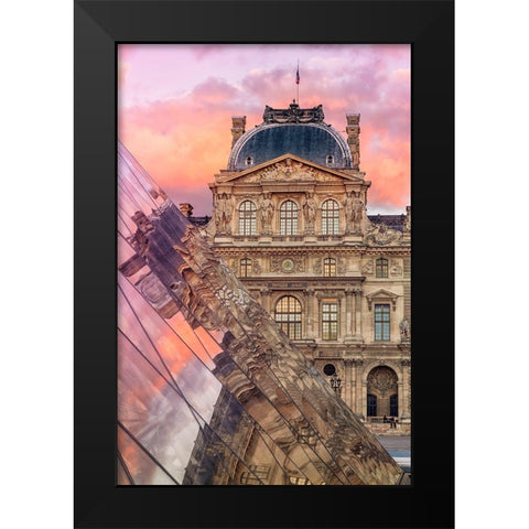 Le Louvre Black Modern Wood Framed Art Print by Bertrande, Arnaud