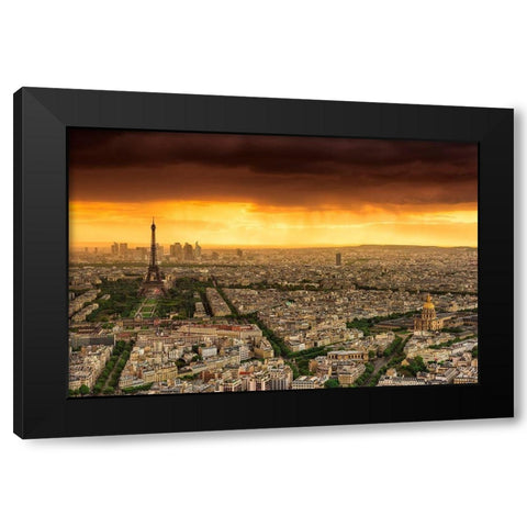Sunset to Paris Black Modern Wood Framed Art Print by Bertrande, Arnaud