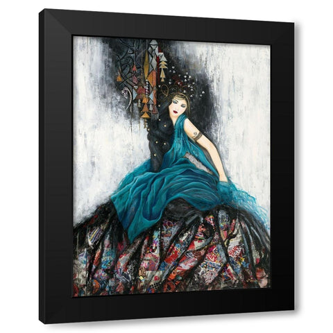 Le voile bleu Black Modern Wood Framed Art Print with Double Matting by Maugeri, Valerie