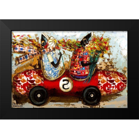 Luna de miel Black Modern Wood Framed Art Print by Villanueva, Natalia