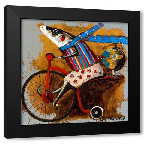 Paseando el mundo Black Modern Wood Framed Art Print by Villanueva, Natalia