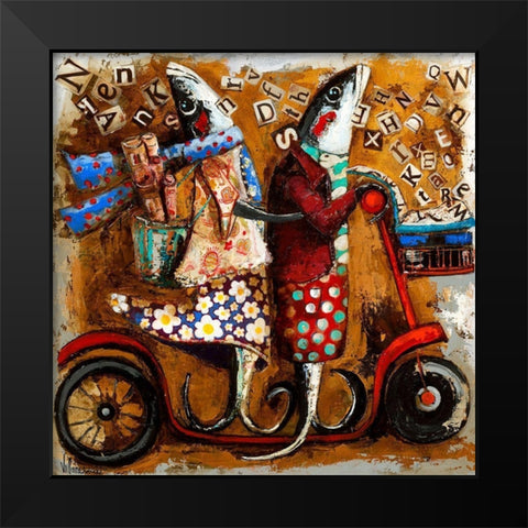 Literarios Black Modern Wood Framed Art Print by Villanueva, Natalia