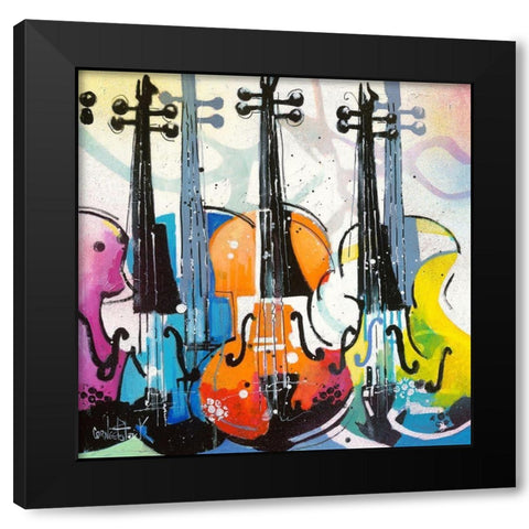 Variation for Violin III Black Modern Wood Framed Art Print with Double Matting by Cornee, Patrick