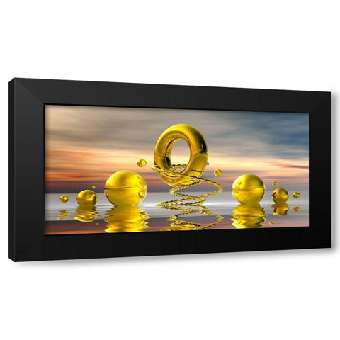 Golden ChainRingBowls Black Modern Wood Framed Art Print by Hillert, Peter