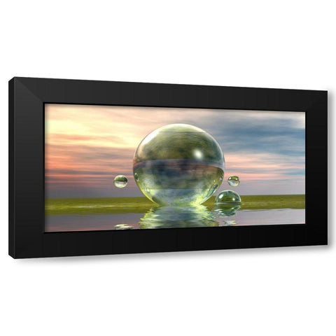 Green Bowls Black Modern Wood Framed Art Print with Double Matting by Hillert, Peter