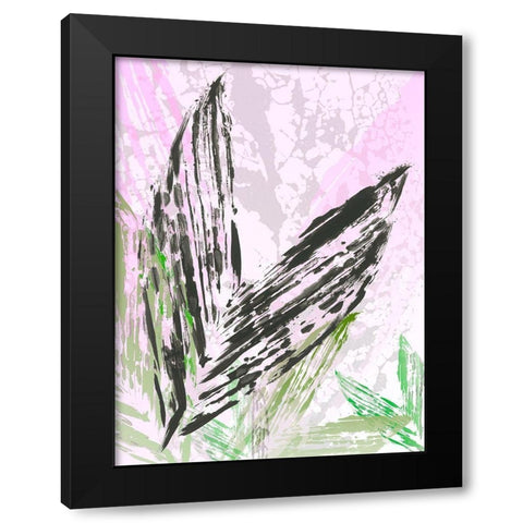 Leaf Study rose I Black Modern Wood Framed Art Print with Double Matting by SARA Design