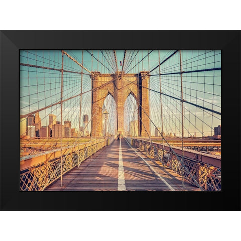 Brooklyn Bridge Black Modern Wood Framed Art Print by Haker, Matthias