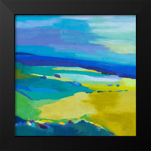 Bleu safran Black Modern Wood Framed Art Print by Mauviel, Laurence