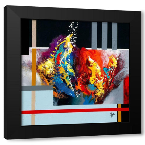 Energie masculine Black Modern Wood Framed Art Print with Double Matting by Jadis