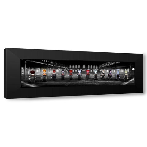 Bike Parade Black Modern Wood Framed Art Print by Hillert, Peter