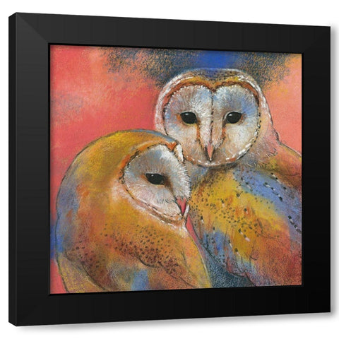 Schleiereulen Black Modern Wood Framed Art Print with Double Matting by Botman, Loes