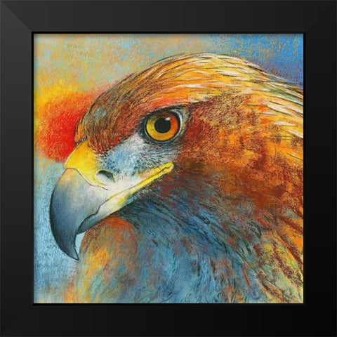 Bussard Black Modern Wood Framed Art Print by Botman, Loes