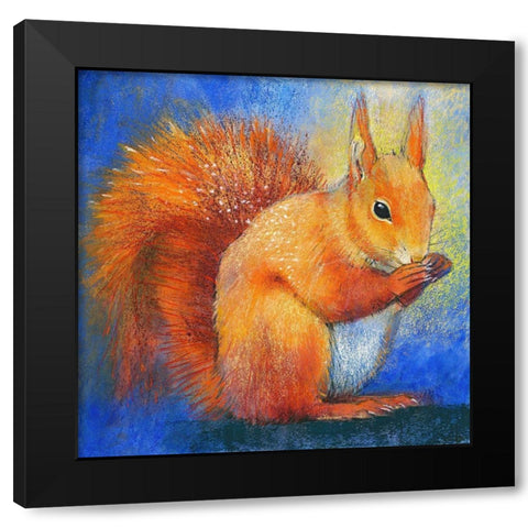 Eichhornchen Black Modern Wood Framed Art Print with Double Matting by Botman, Loes