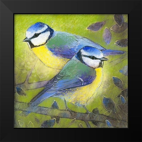 Blaumeisen Black Modern Wood Framed Art Print by Botman, Loes