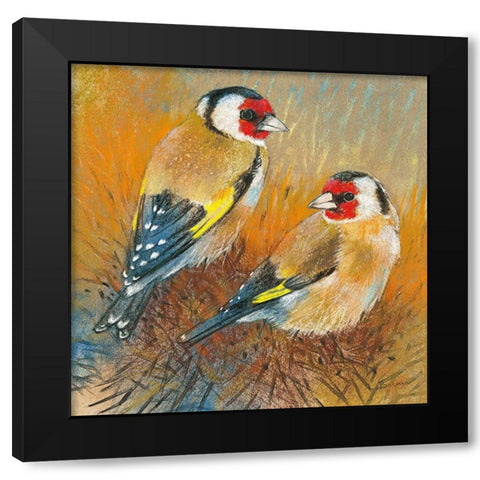 Distelfinken Black Modern Wood Framed Art Print by Botman, Loes