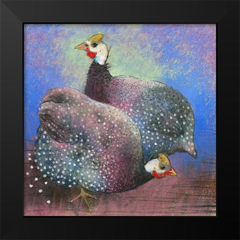 Perlhuhner Black Modern Wood Framed Art Print by Botman, Loes