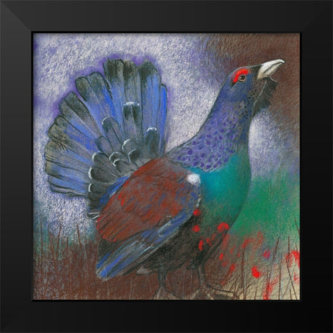 Auerhuhn Black Modern Wood Framed Art Print by Botman, Loes