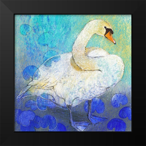 Schwan Black Modern Wood Framed Art Print by Botman, Loes