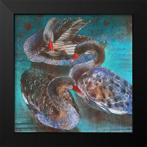 Schwarze Schwane Black Modern Wood Framed Art Print by Botman, Loes