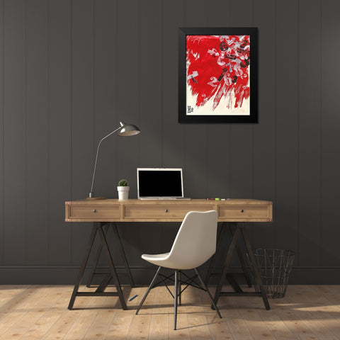 Ziffernrot II Black Modern Wood Framed Art Print by Wendling, Heinz