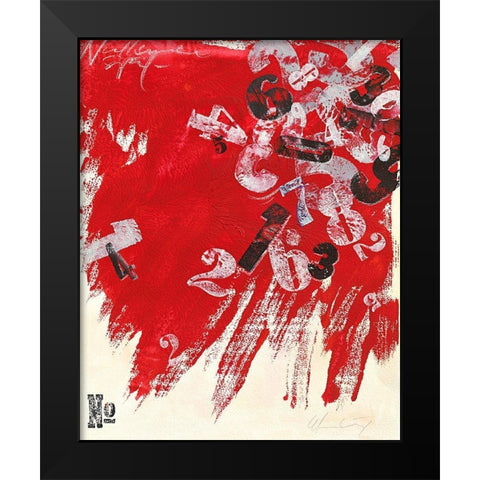Ziffernrot II Black Modern Wood Framed Art Print by Wendling, Heinz