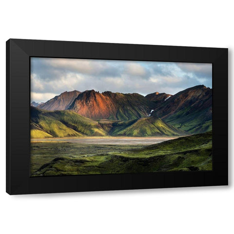 Landmannarlaugar Island Black Modern Wood Framed Art Print with Double Matting by Seidel, Leo