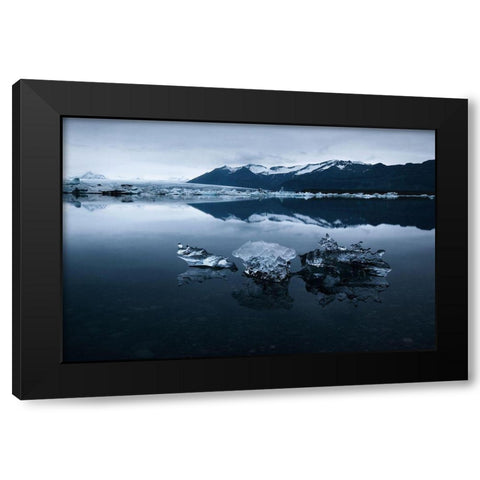 Joekulsarlon Island Black Modern Wood Framed Art Print with Double Matting by Seidel, Leo