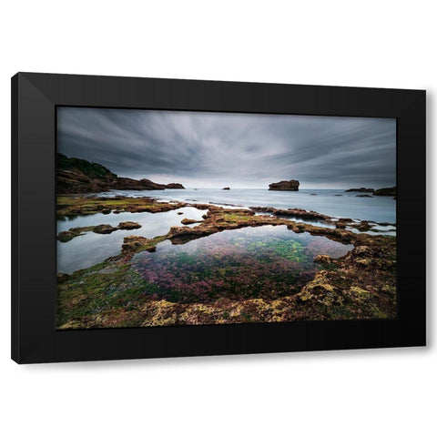 Biarritz I Black Modern Wood Framed Art Print with Double Matting by Bertrande, Arnaud