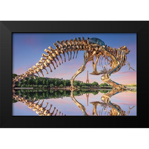 T-Rex Black Modern Wood Framed Art Print by Bertrande, Arnaud