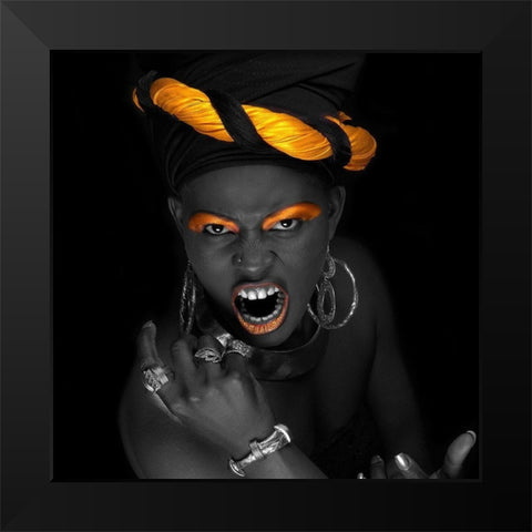 The Shout Black Modern Wood Framed Art Print by Hillert, Peter