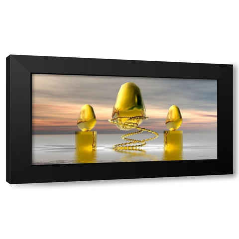 Golden Stone Dawn Black Modern Wood Framed Art Print by Hillert, Peter