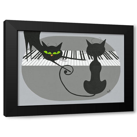 Chahutage Black Modern Wood Framed Art Print by ANNA