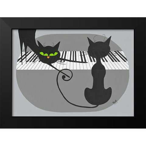 Chahutage Black Modern Wood Framed Art Print by ANNA