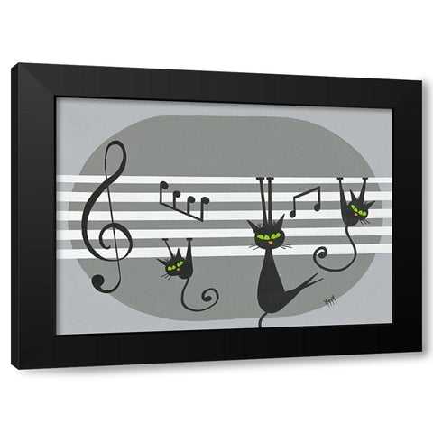 Cha cha cha Black Modern Wood Framed Art Print by ANNA