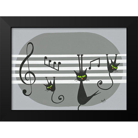 Cha cha cha Black Modern Wood Framed Art Print by ANNA
