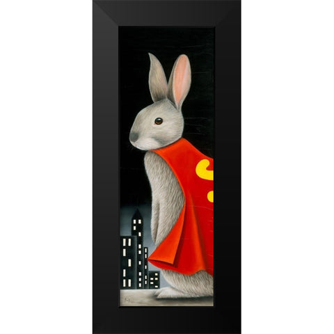Super Lapin IV Black Modern Wood Framed Art Print by Ann R