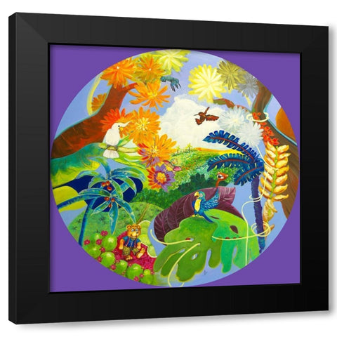 Tropical et improbable Black Modern Wood Framed Art Print by Naudin, Genevieve