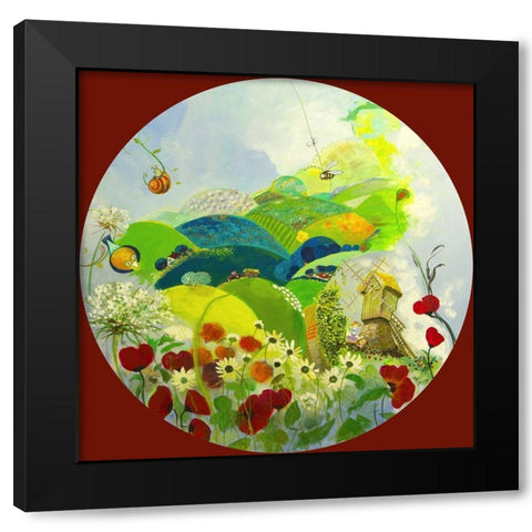 Que la campagne est ronde ! Black Modern Wood Framed Art Print with Double Matting by Naudin, Genevieve