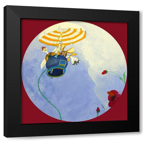 Tout la-haut la-haut Black Modern Wood Framed Art Print with Double Matting by Naudin, Genevieve