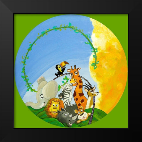 Les amis Black Modern Wood Framed Art Print by Naudin, Genevieve