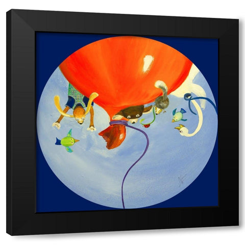En lair a lenvers Black Modern Wood Framed Art Print with Double Matting by Naudin, Genevieve