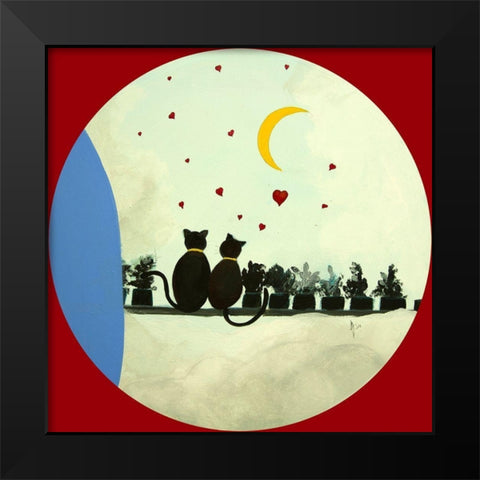 Chats perches Black Modern Wood Framed Art Print by Naudin, Genevieve