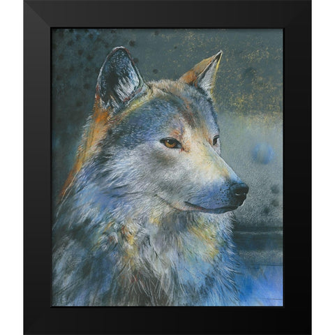 Grauer Wolf Black Modern Wood Framed Art Print by Botman, Loes