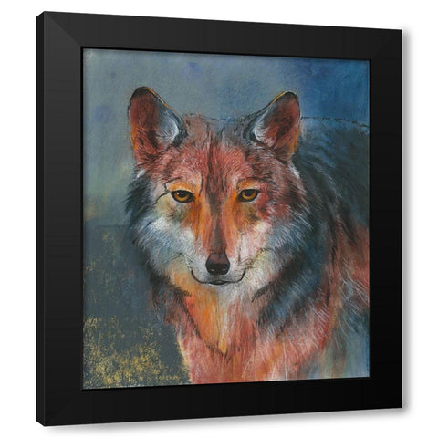 Roter Wolf Black Modern Wood Framed Art Print with Double Matting by Botman, Loes