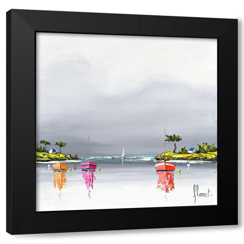 Mouillage Black Modern Wood Framed Art Print with Double Matting by Flanet, Frederic