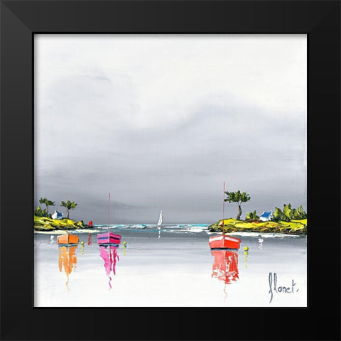 Mouillage Black Modern Wood Framed Art Print by Flanet, Frederic