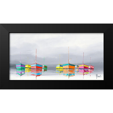 Les barques  Black Modern Wood Framed Art Print by Flanet, Frederic
